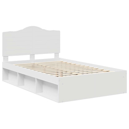 vidaXL Bed Frame with Headboard White 120 x 200 cm Solid Pine Wood 4