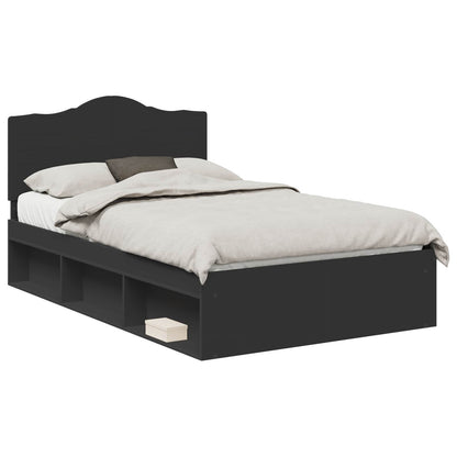 vidaXL Bed Frame with Headboard Black 120 x 200 cm Solid Pine Wood 2
