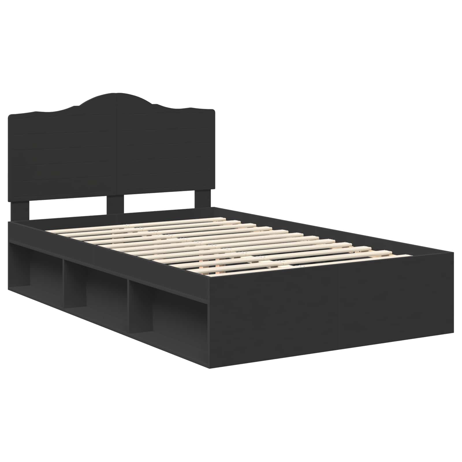 vidaXL Bed Frame with Headboard Black 120 x 200 cm Solid Pine Wood 4