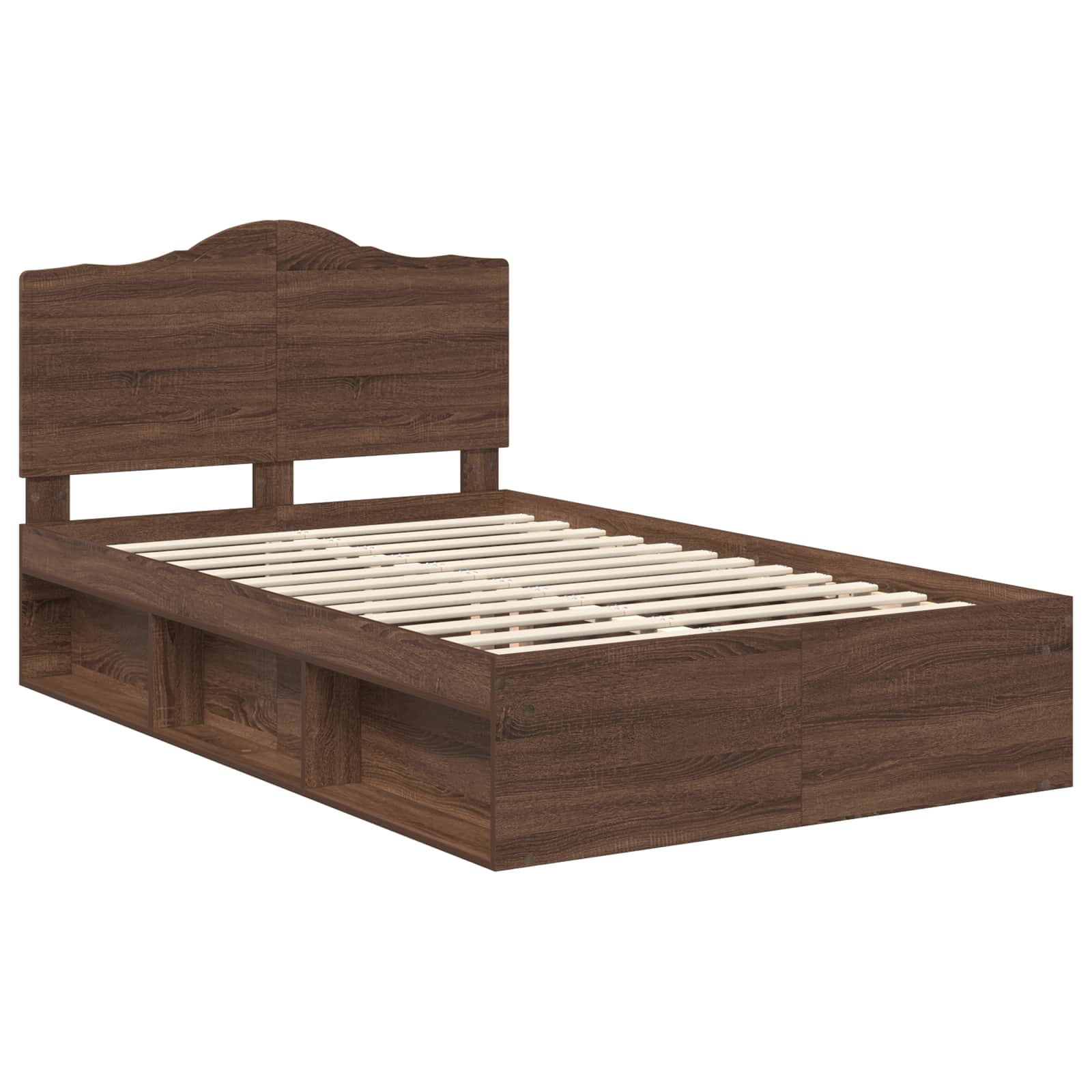 vidaXL Bed Frame with Headboard Brown Oak 120 x 200 cm Solid Pine Wood 4