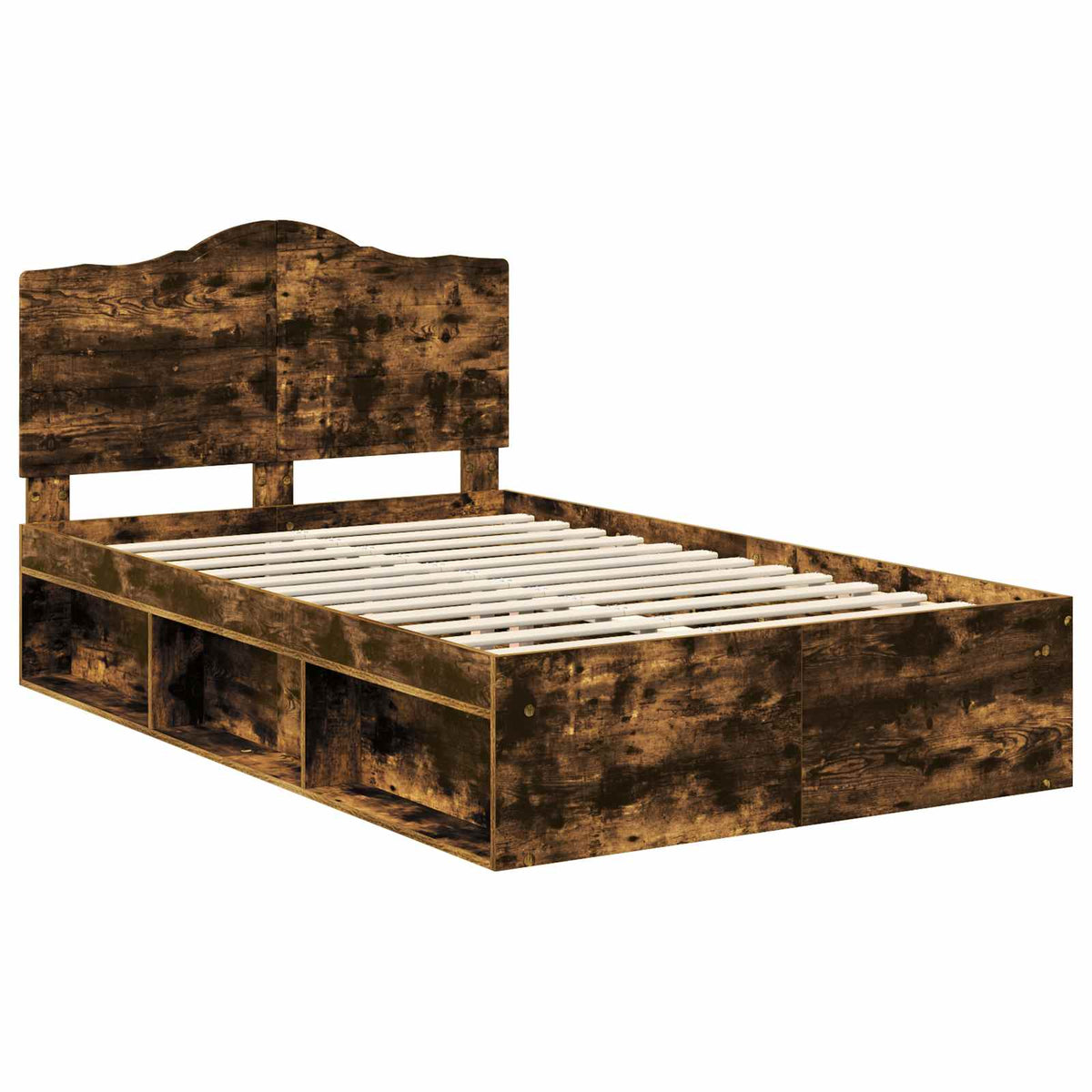 vidaXL Bed Frame Smoked Oak 120 x 190 cm Solid Pine Wood 4