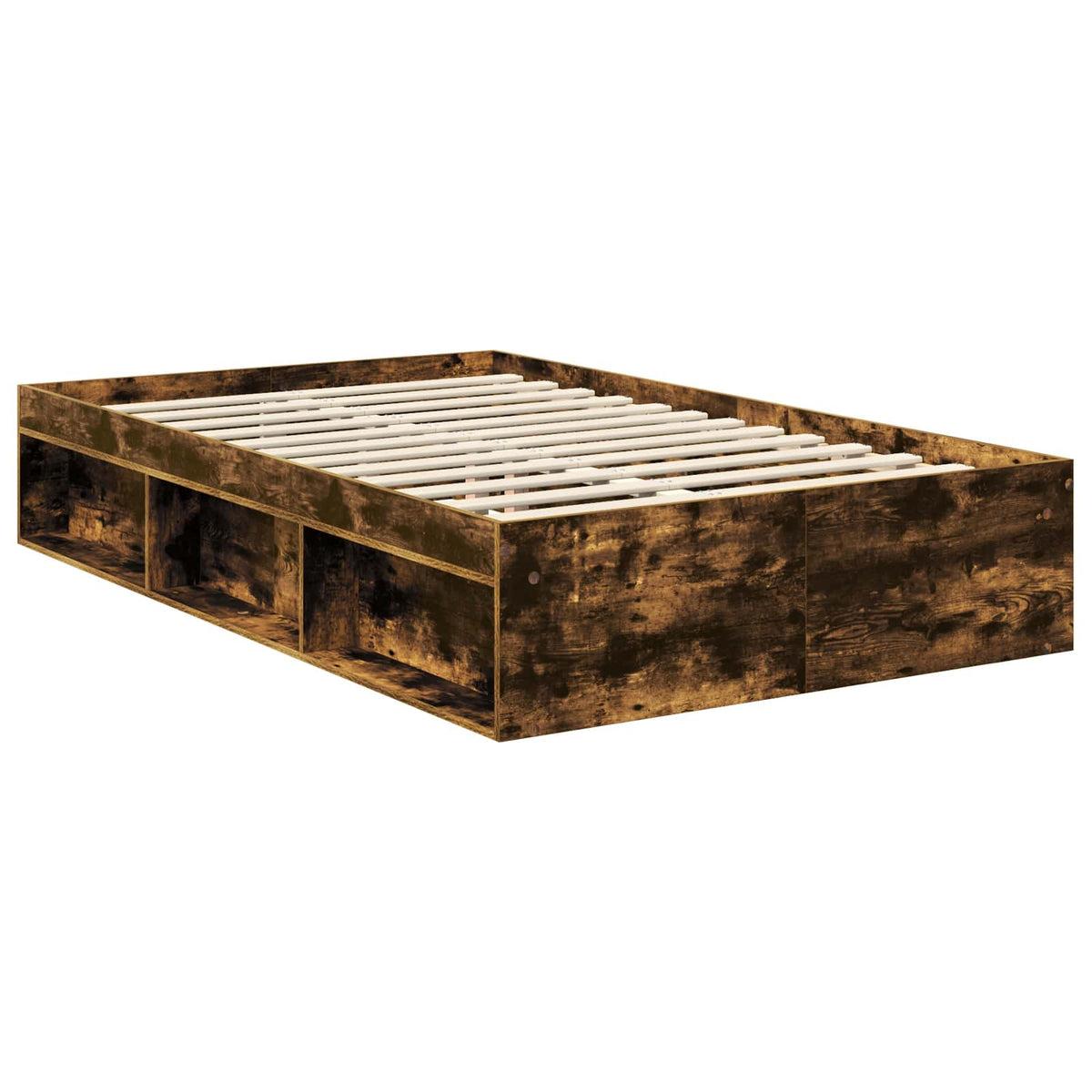vidaXL Bed Frame Smoked Oak 120 x 190 cm Solid Pine Wood 5