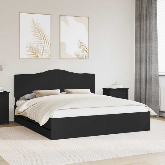 vidaXL Bed Frame with Drawer Black 180 x 200 cm Engineer Wood 1