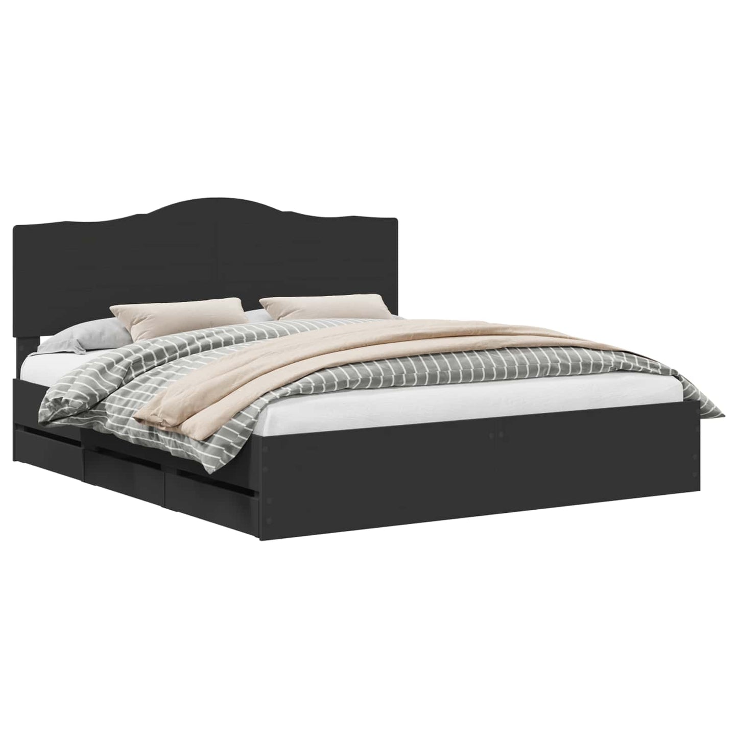 vidaXL Bed Frame with Drawer Black 180 x 200 cm Engineer Wood 2