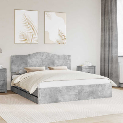 vidaXL Bed Frame with Drawer Concrete Grey 180 x 200 cm Engineer Wood 1