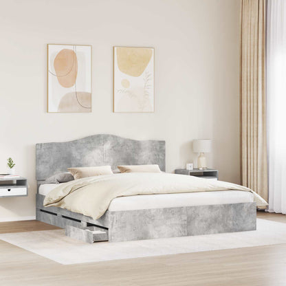 vidaXL Bed Frame with Drawer Concrete Grey 180 x 200 cm Engineer Wood 3
