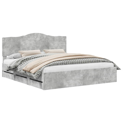 vidaXL Bed Frame with Drawer Concrete Grey 180 x 200 cm Engineer Wood 2