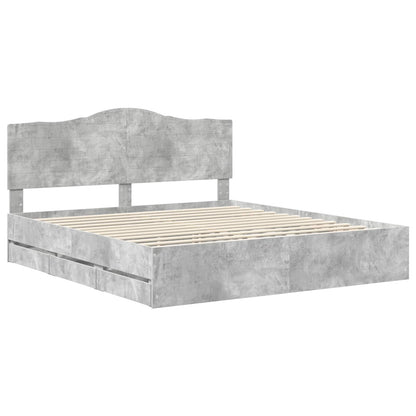 vidaXL Bed Frame with Drawer Concrete Grey 180 x 200 cm Engineer Wood 4