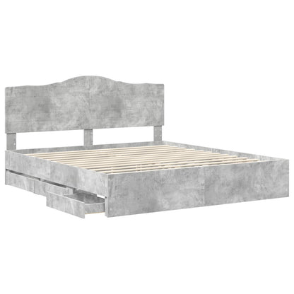 vidaXL Bed Frame with Drawer Concrete Grey 180 x 200 cm Engineer Wood 5