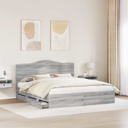 vidaXL Bed Frame with Drawer Grey Sonoma 180 x 200 cm Engineer Wood 3