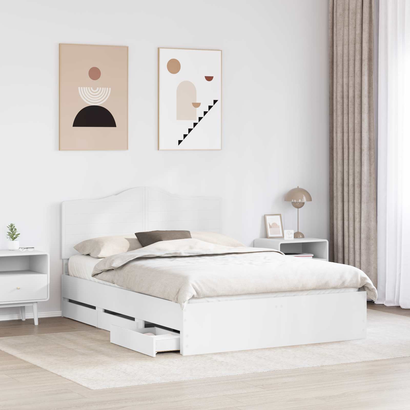 vidaXL Bed Frame with Drawer White 160 x 200 cm Engineer Wood 3