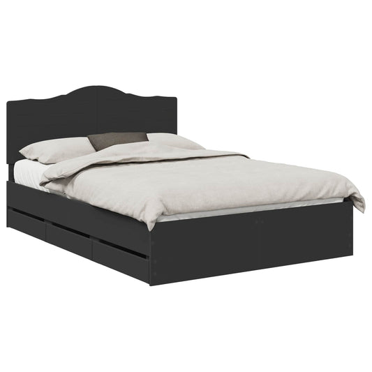 vidaXL Bed Frame with Drawer Black 160 x 200 cm Engineer Wood 2