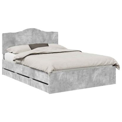 vidaXL Bed Frame with Drawer Concrete Grey 150 x 200 cm Engineer Wood 2