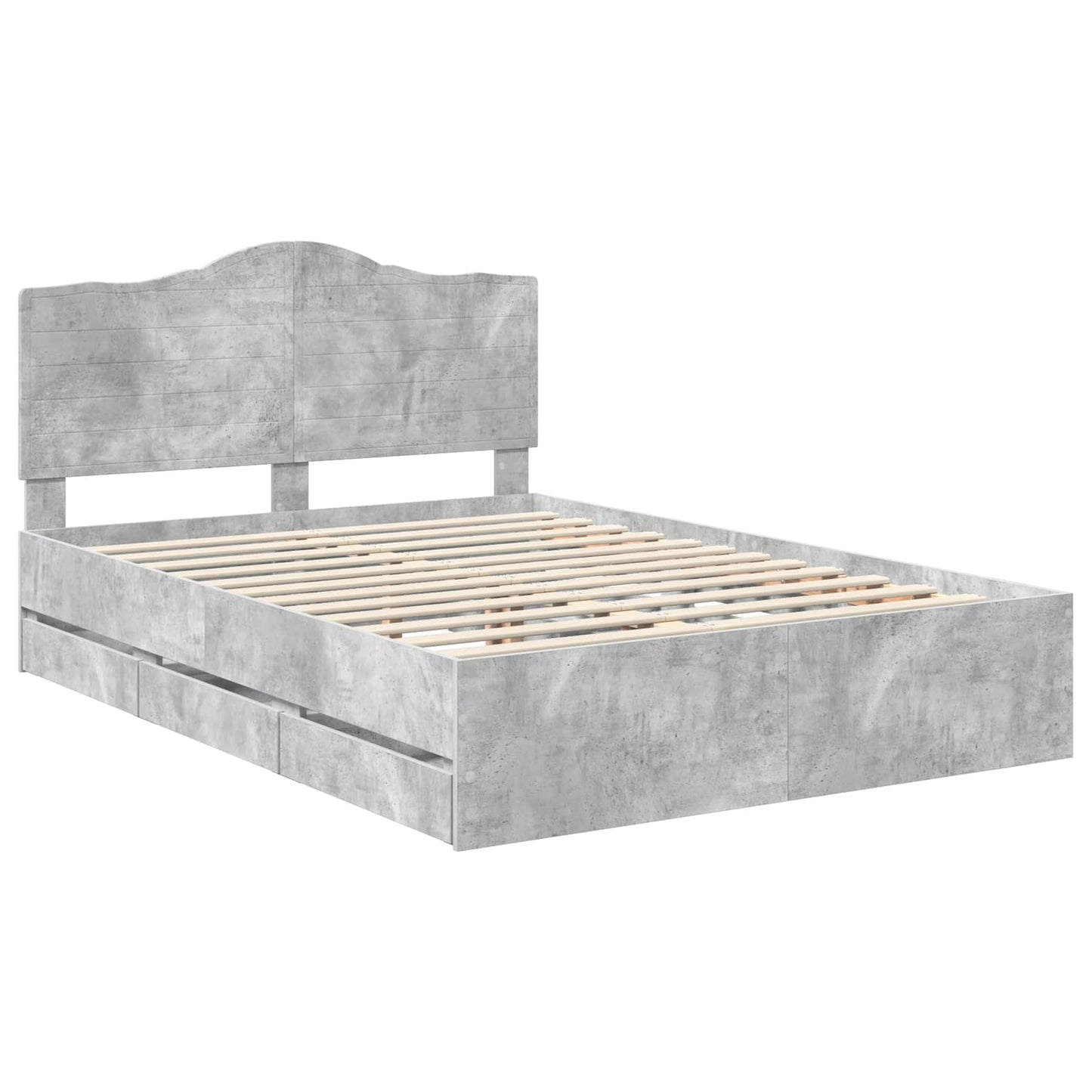 vidaXL Bed Frame with Drawer Concrete Grey 150 x 200 cm Engineer Wood 4