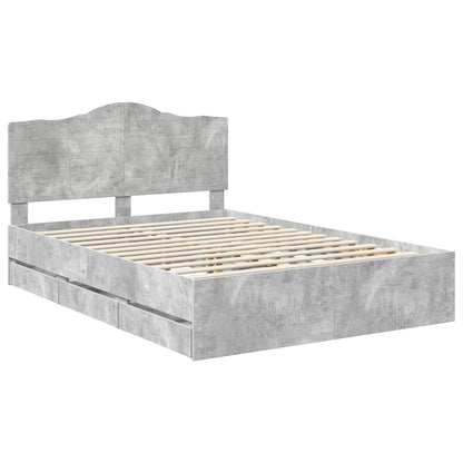 vidaXL Bed Frame with Drawer Concrete Grey 150 x 200 cm Engineer Wood 4