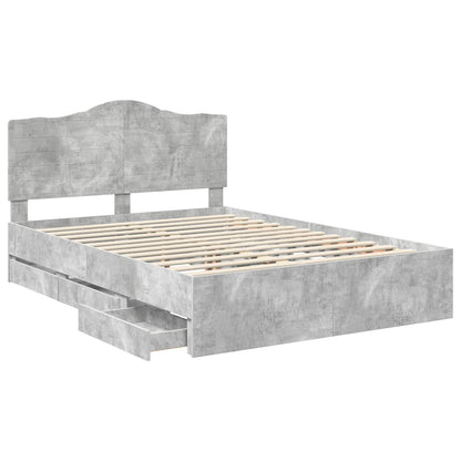 vidaXL Bed Frame with Drawer Concrete Grey 150 x 200 cm Engineer Wood 5