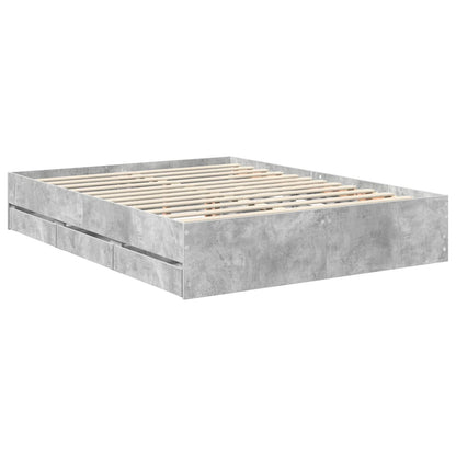vidaXL Bed Frame with Drawer Concrete Grey 150 x 200 cm Engineer Wood 6