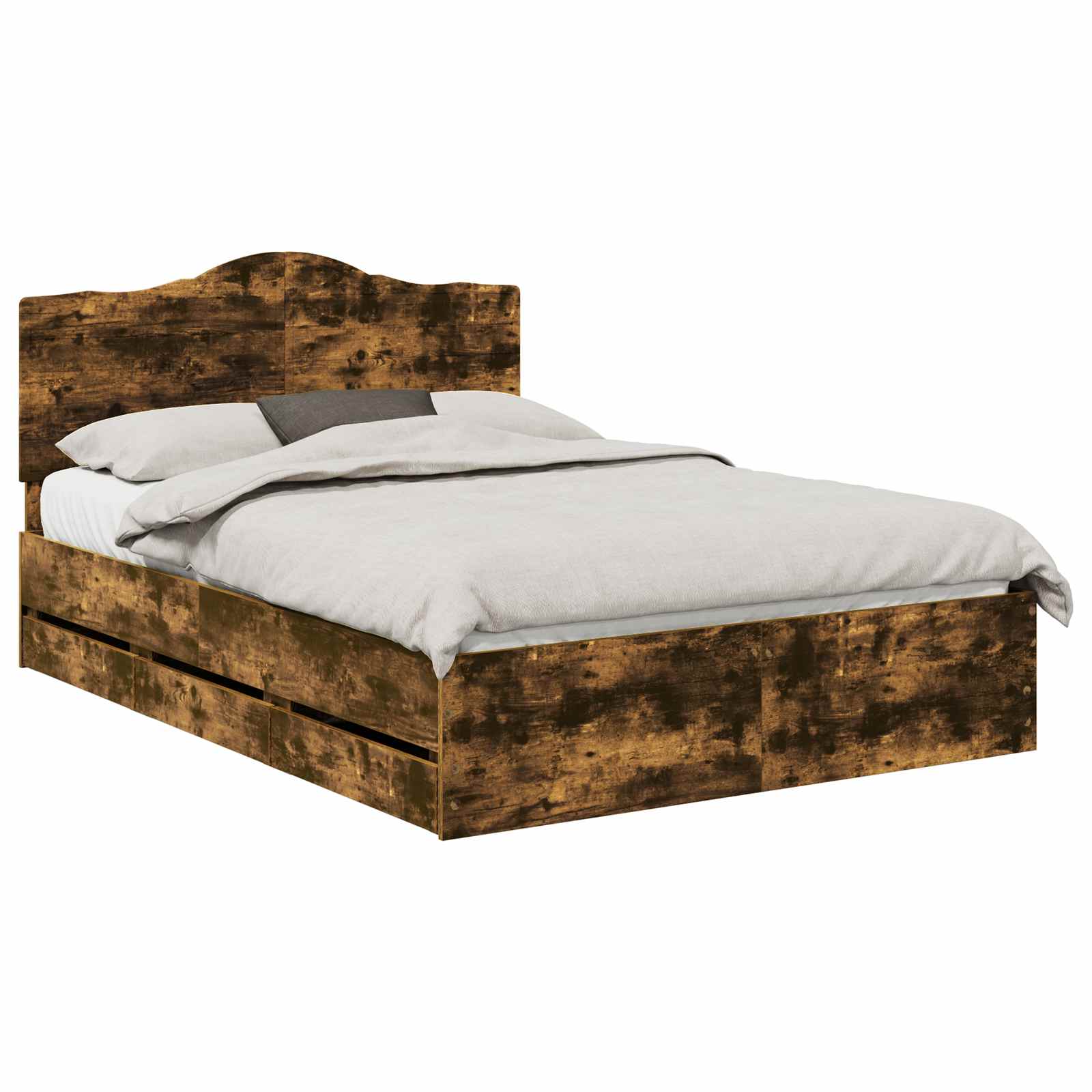 vidaXL Bed Frame with Drawer Smoked Oak 140 x 190 cm Engineer Wood 2