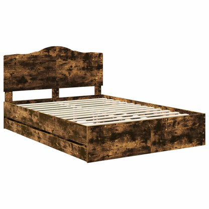 vidaXL Bed Frame with Drawer Smoked Oak 140 x 190 cm Engineer Wood 4