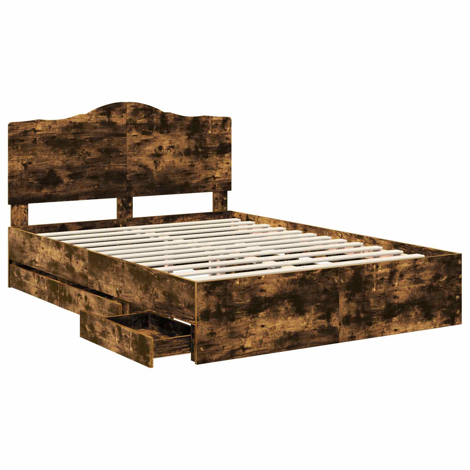 vidaXL Bed Frame with Drawer Smoked Oak 140 x 190 cm Engineer Wood 5
