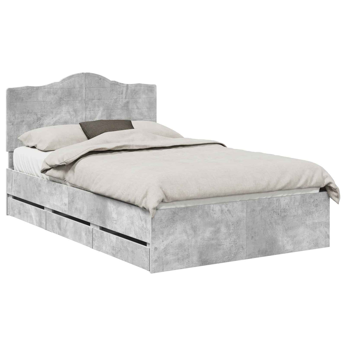 vidaXL Bed Frame with Drawer Concrete Grey 135 x 190 cm Engineer Wood 2