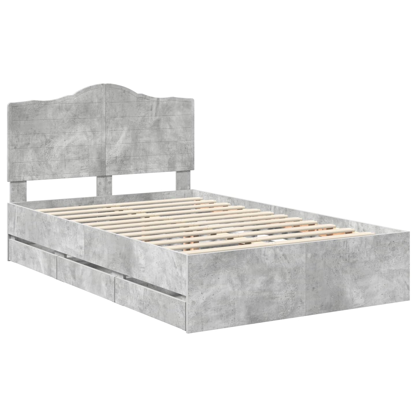 vidaXL Bed Frame with Drawer Concrete Grey 135 x 190 cm Engineer Wood 4