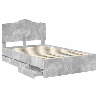 vidaXL Bed Frame with Drawer Concrete Grey 135 x 190 cm Engineer Wood 5
