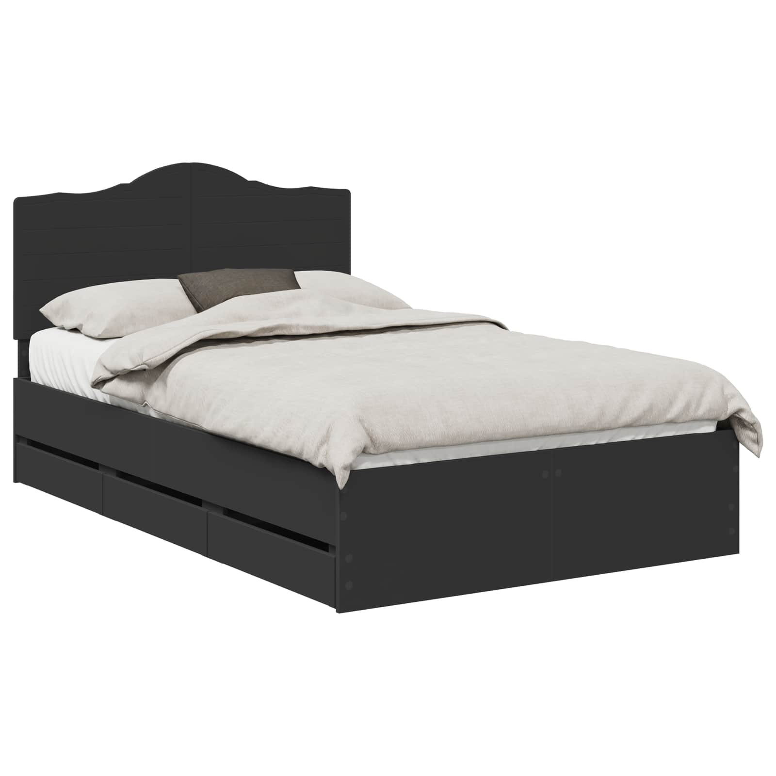 vidaXL Bed Frame with Drawer Black 120 x 190 cm Engineer Wood 2