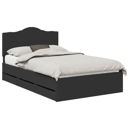 vidaXL Bed Frame with Drawer Black 120 x 190 cm Engineer Wood 2