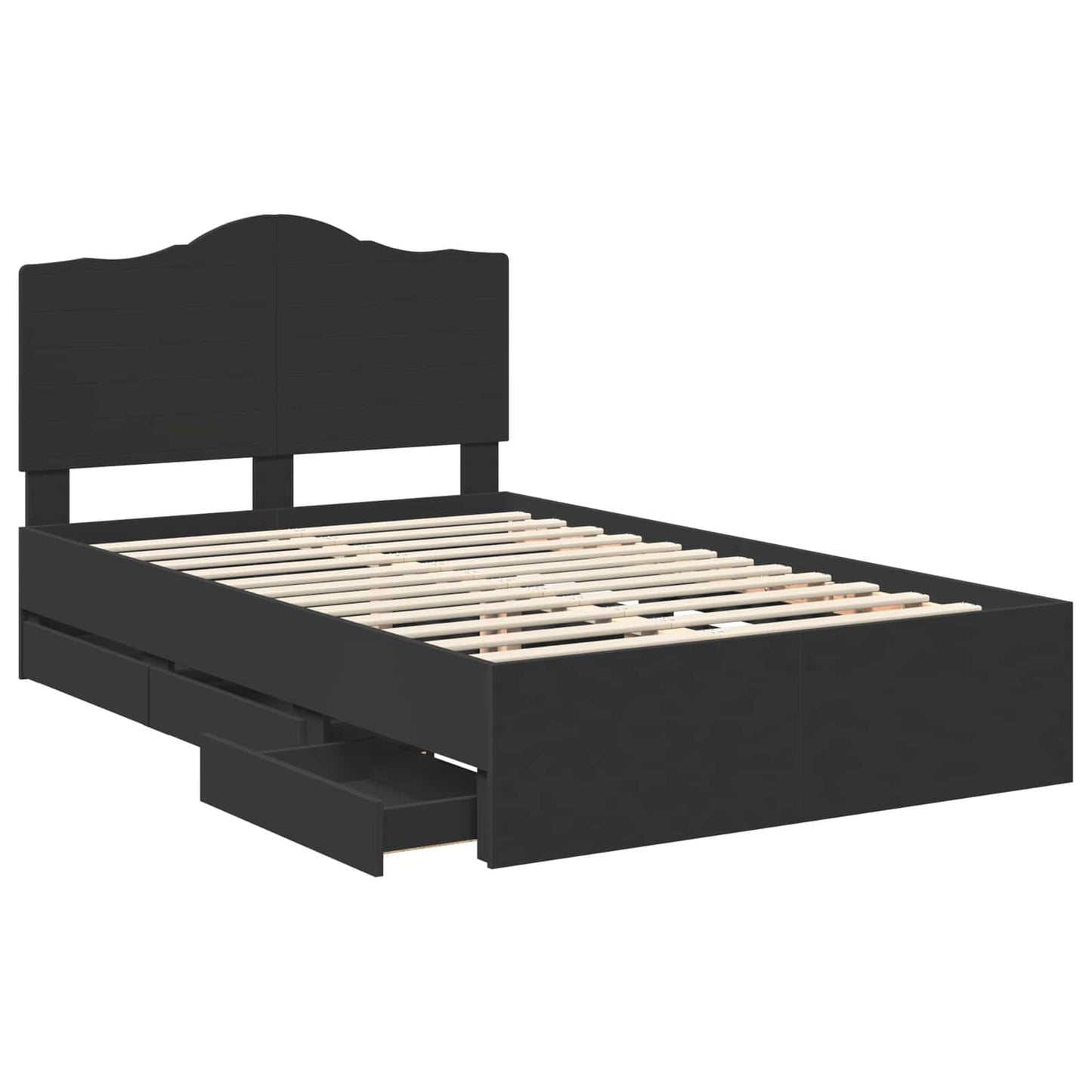 vidaXL Bed Frame with Drawer Black 120 x 190 cm Engineer Wood 5