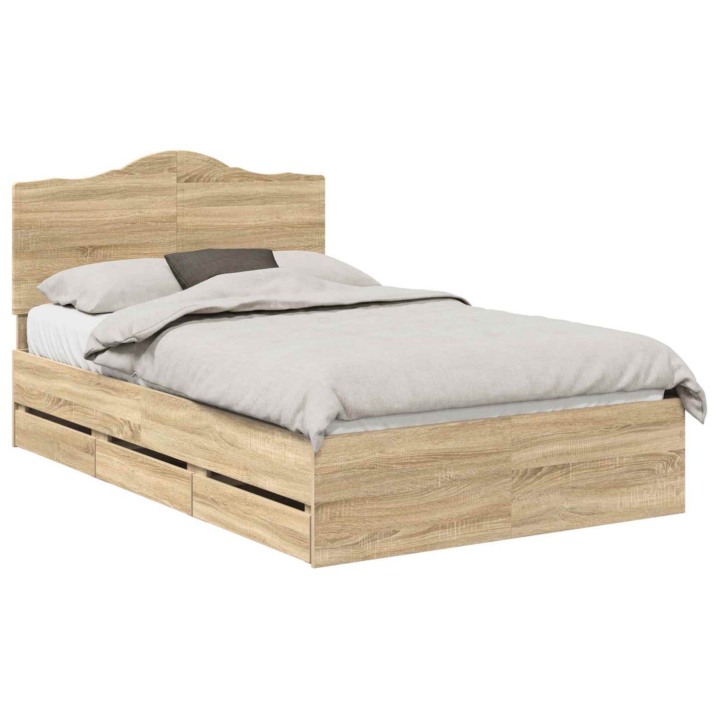 vidaXL Bed Frame with Drawer Sonoma Oak 120 x 190 cm Engineer Wood 2