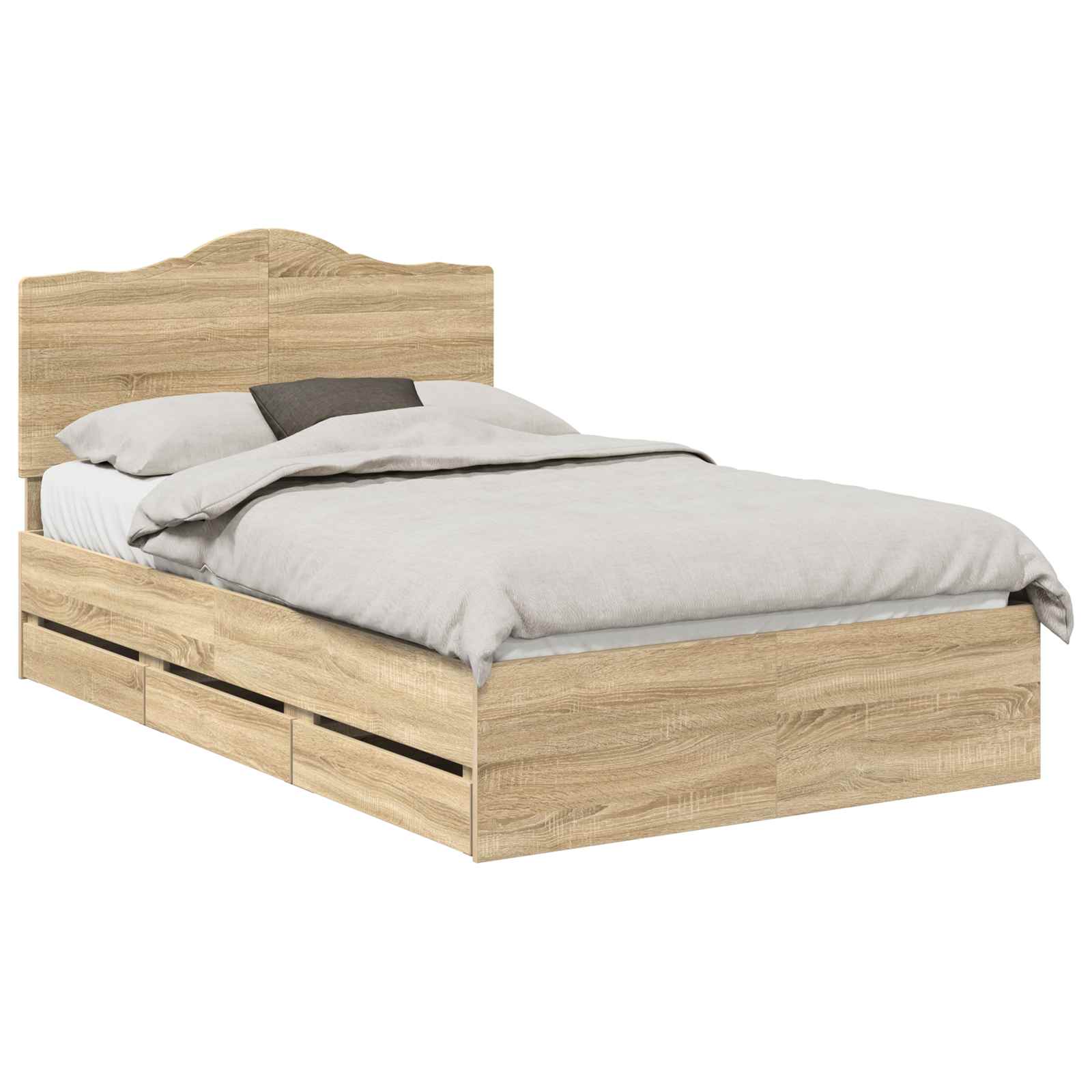 vidaXL Bed Frame with Drawer Sonoma Oak 120 x 190 cm Engineer Wood 2