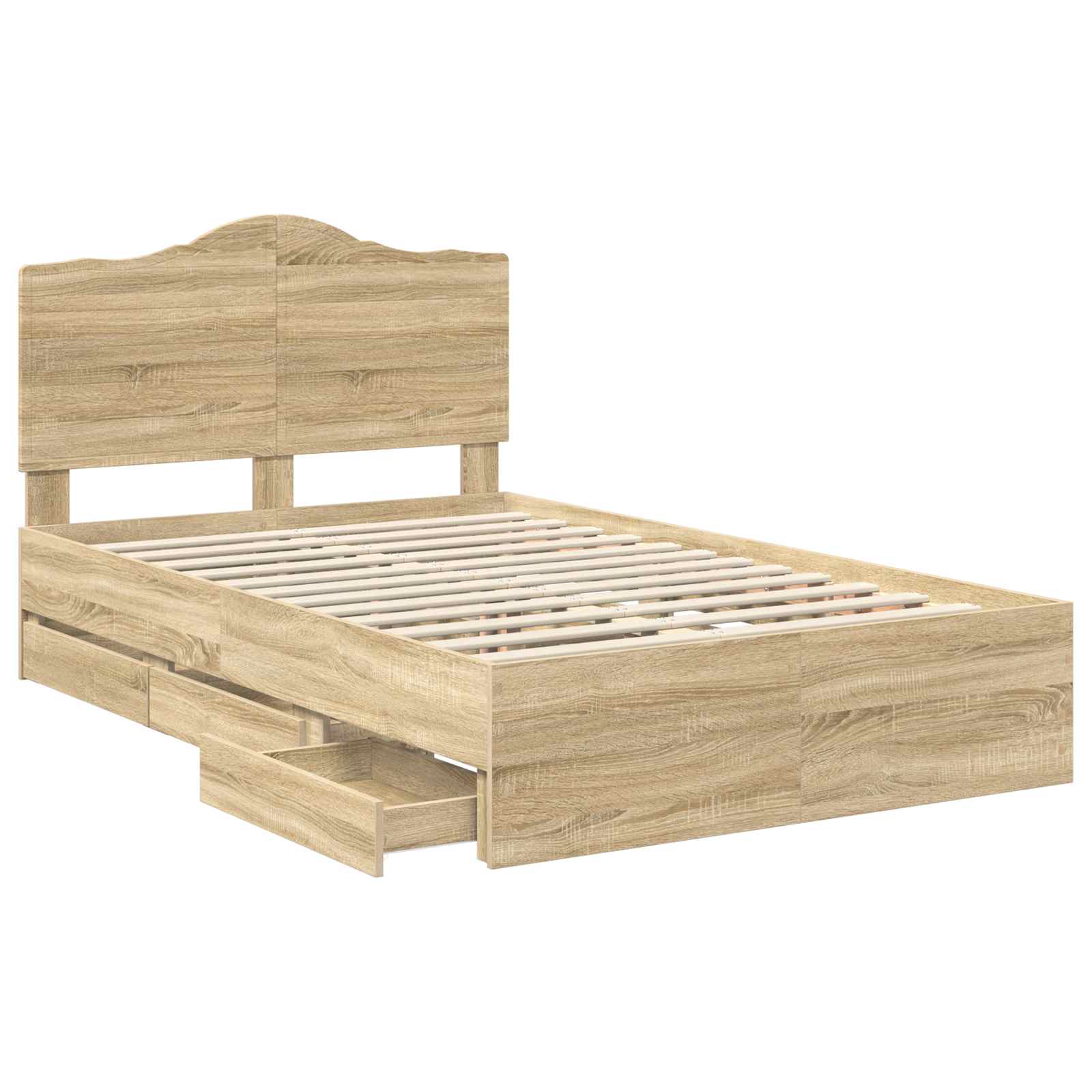 vidaXL Bed Frame with Drawer Sonoma Oak 120 x 190 cm Engineer Wood 5