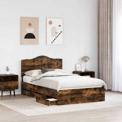 vidaXL Bed Frame with Drawer Smoked Oak 120 x 190 cm Engineer Wood 3