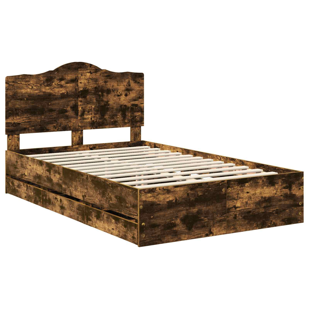 vidaXL Bed Frame with Drawer Smoked Oak 120 x 190 cm Engineer Wood 4