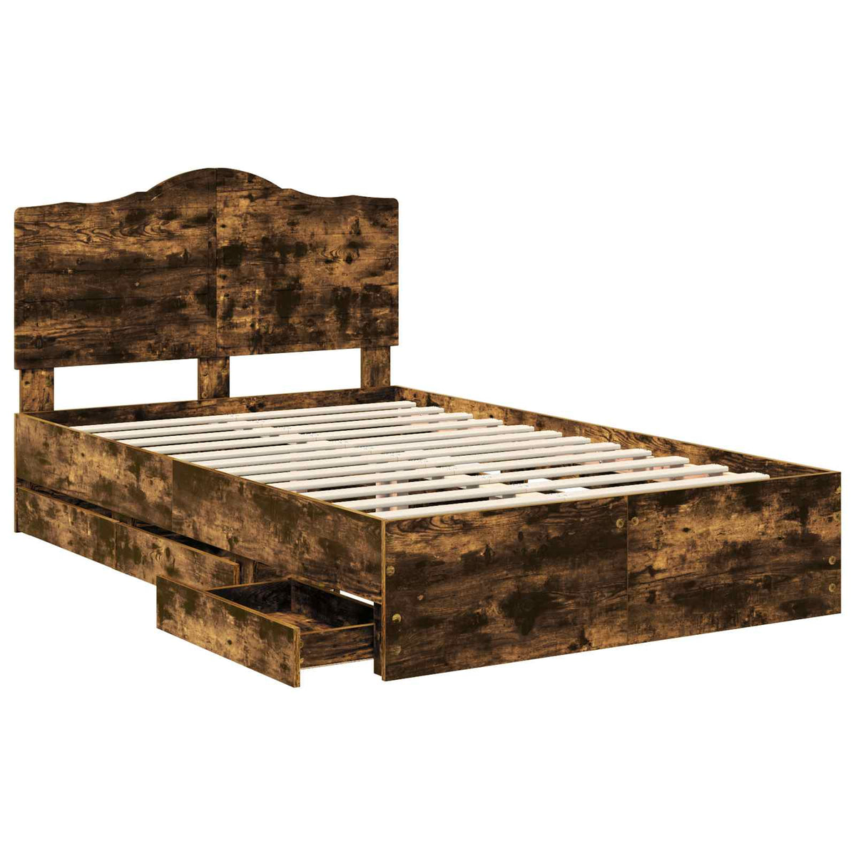 vidaXL Bed Frame with Drawer Smoked Oak 120 x 190 cm Engineer Wood 5