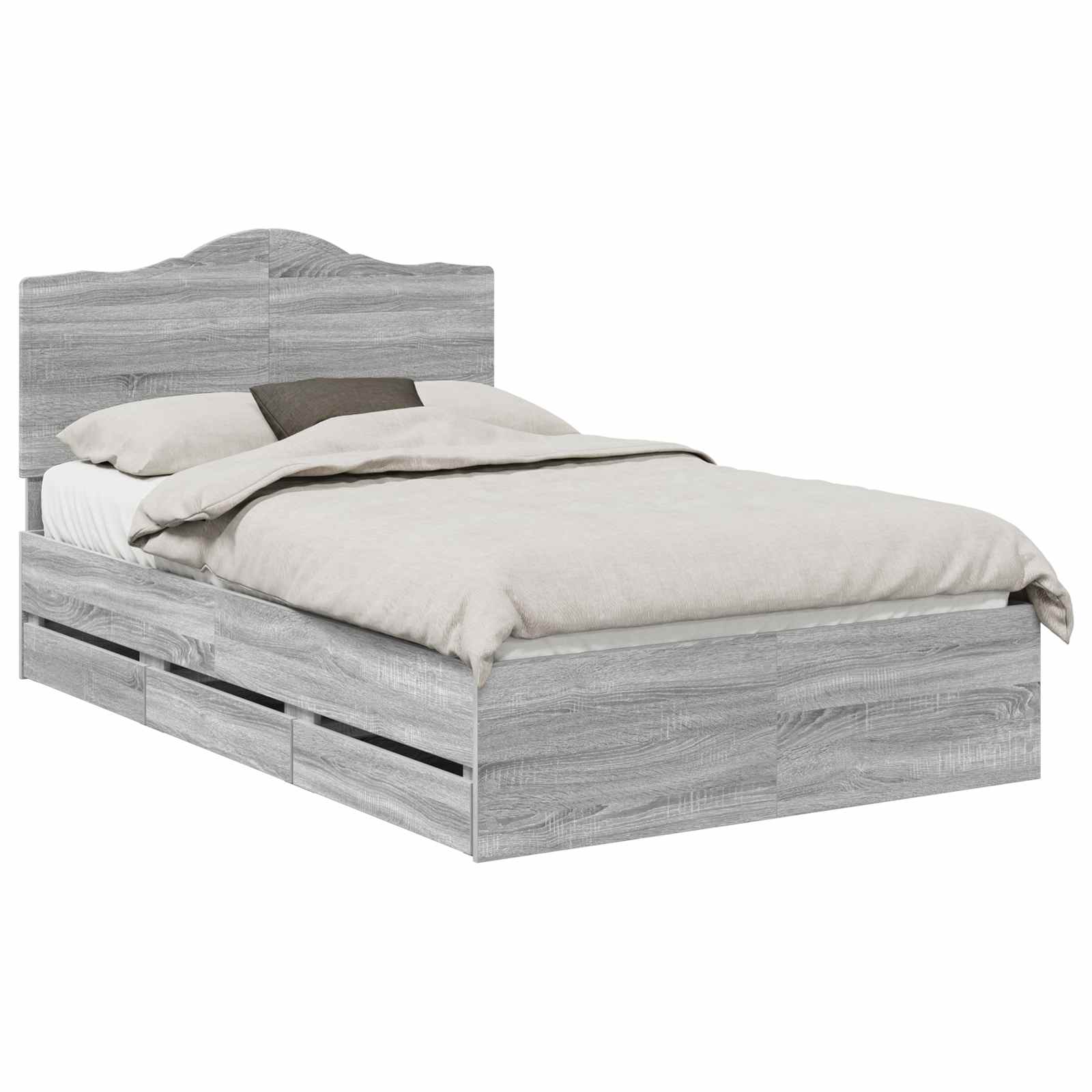 vidaXL Bed Frame with Drawer Grey Sonoma 120 x 190 cm Engineer Wood 2