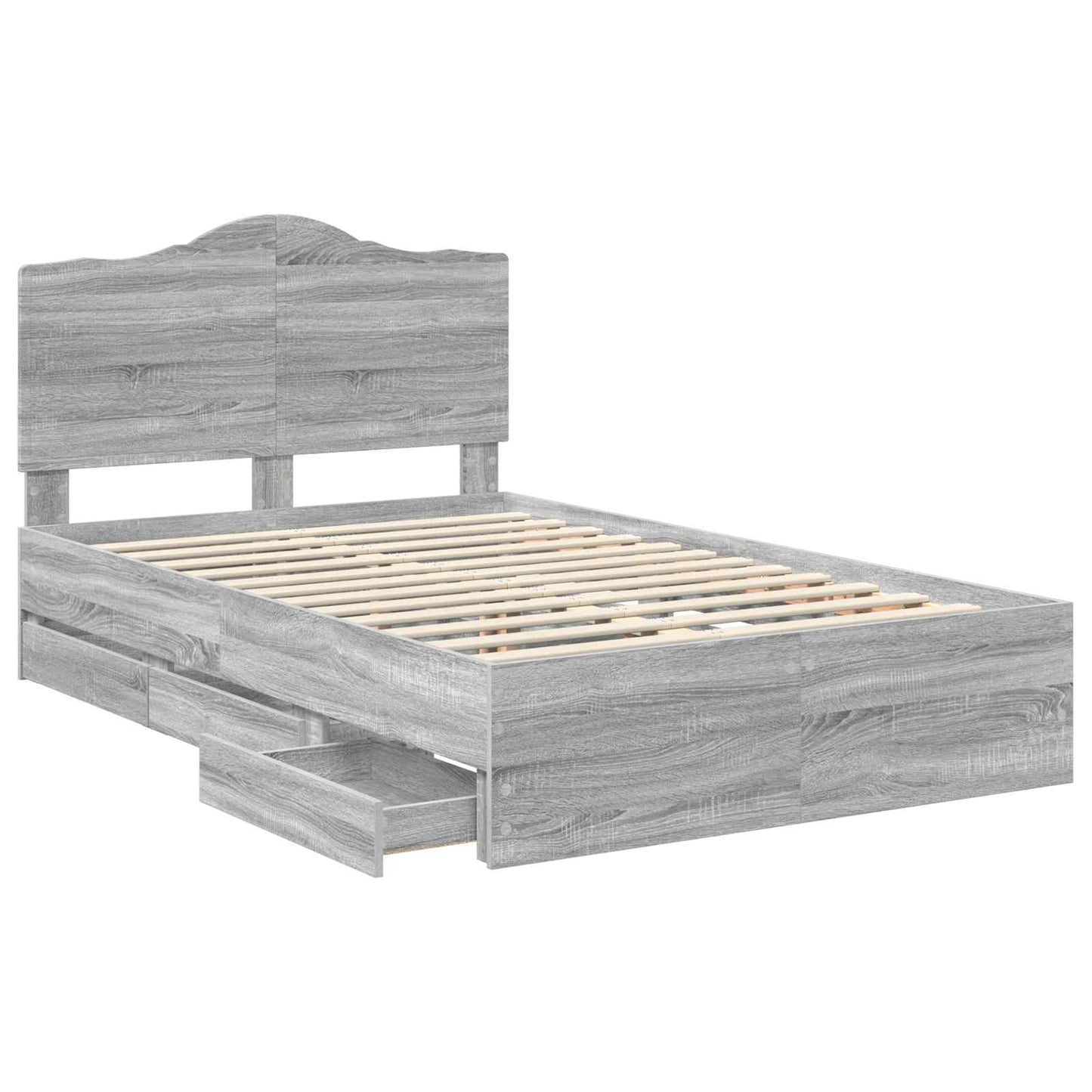 vidaXL Bed Frame with Drawer Grey Sonoma 120 x 190 cm Engineer Wood 5