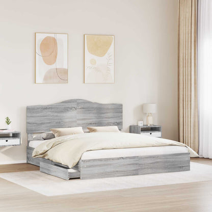vidaXL Storage Bed Adjustable Grey Sonoma 200 x 200 cm Engineered Wood 3