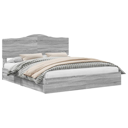 vidaXL Storage Bed Adjustable Grey Sonoma 200 x 200 cm Engineered Wood 2