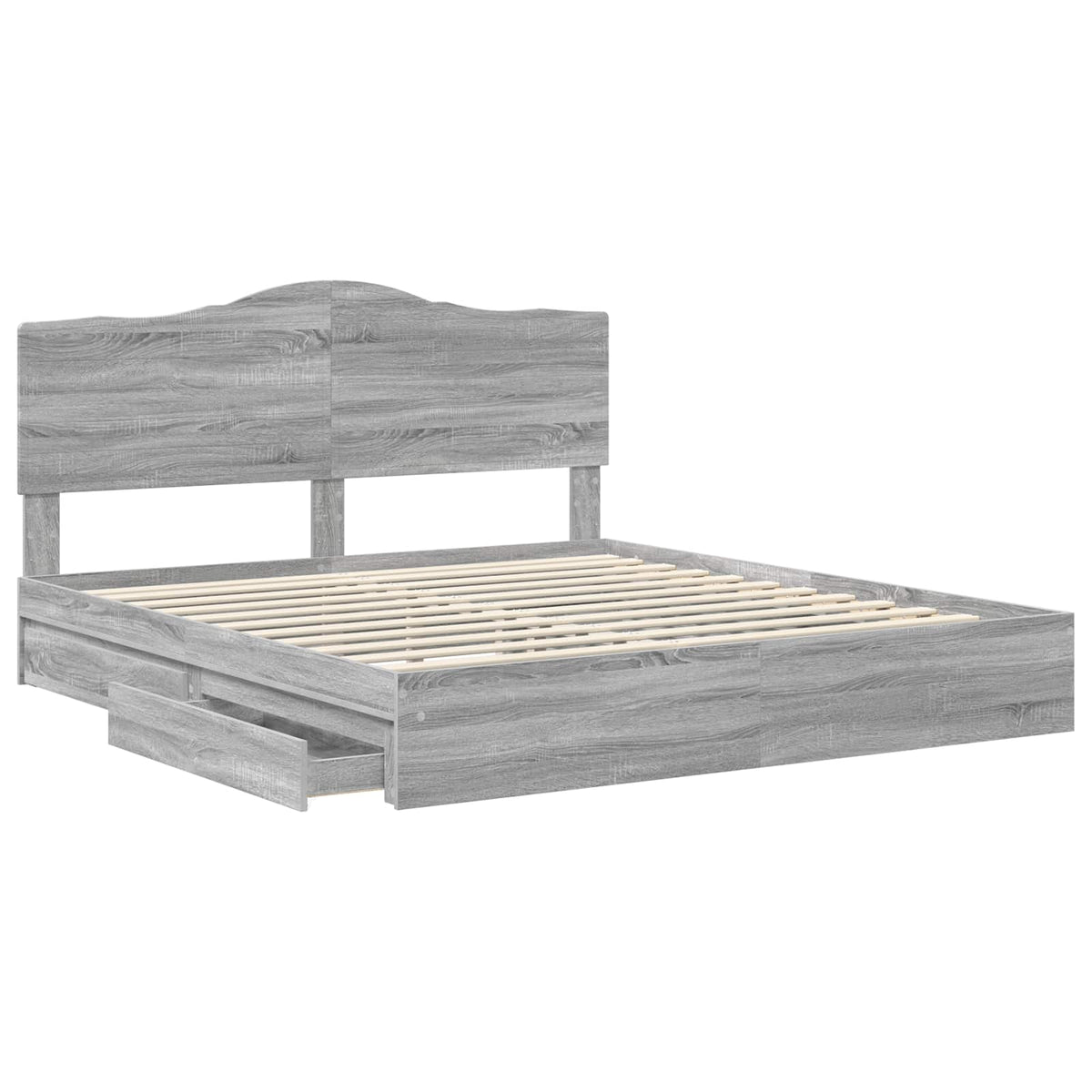 vidaXL Storage Bed Adjustable Grey Sonoma 200 x 200 cm Engineered Wood 5