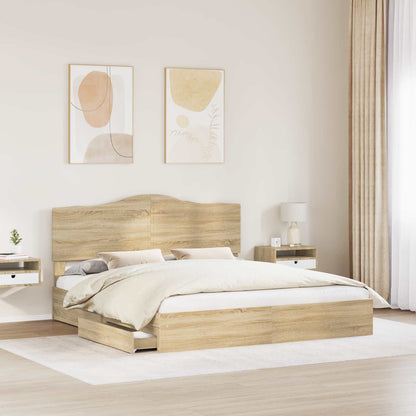 vidaXL Storage Bed with Drawer Sonoma Oak 180 x 200 cm Engineered Wood 3