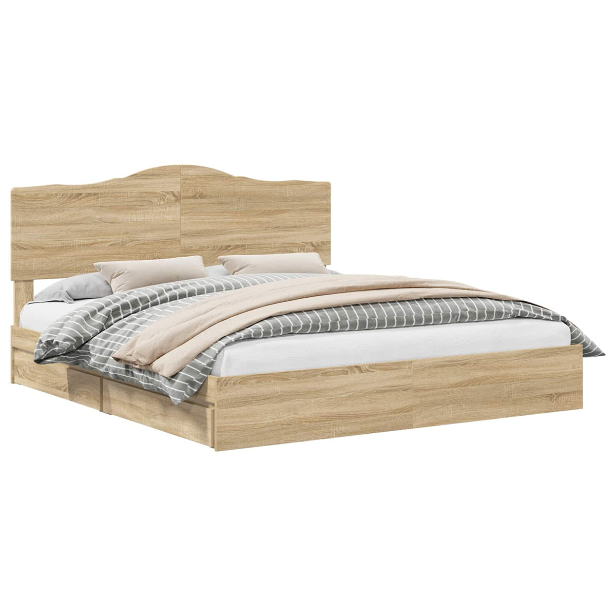 vidaXL Storage Bed with Drawer Sonoma Oak 180 x 200 cm Engineered Wood 2