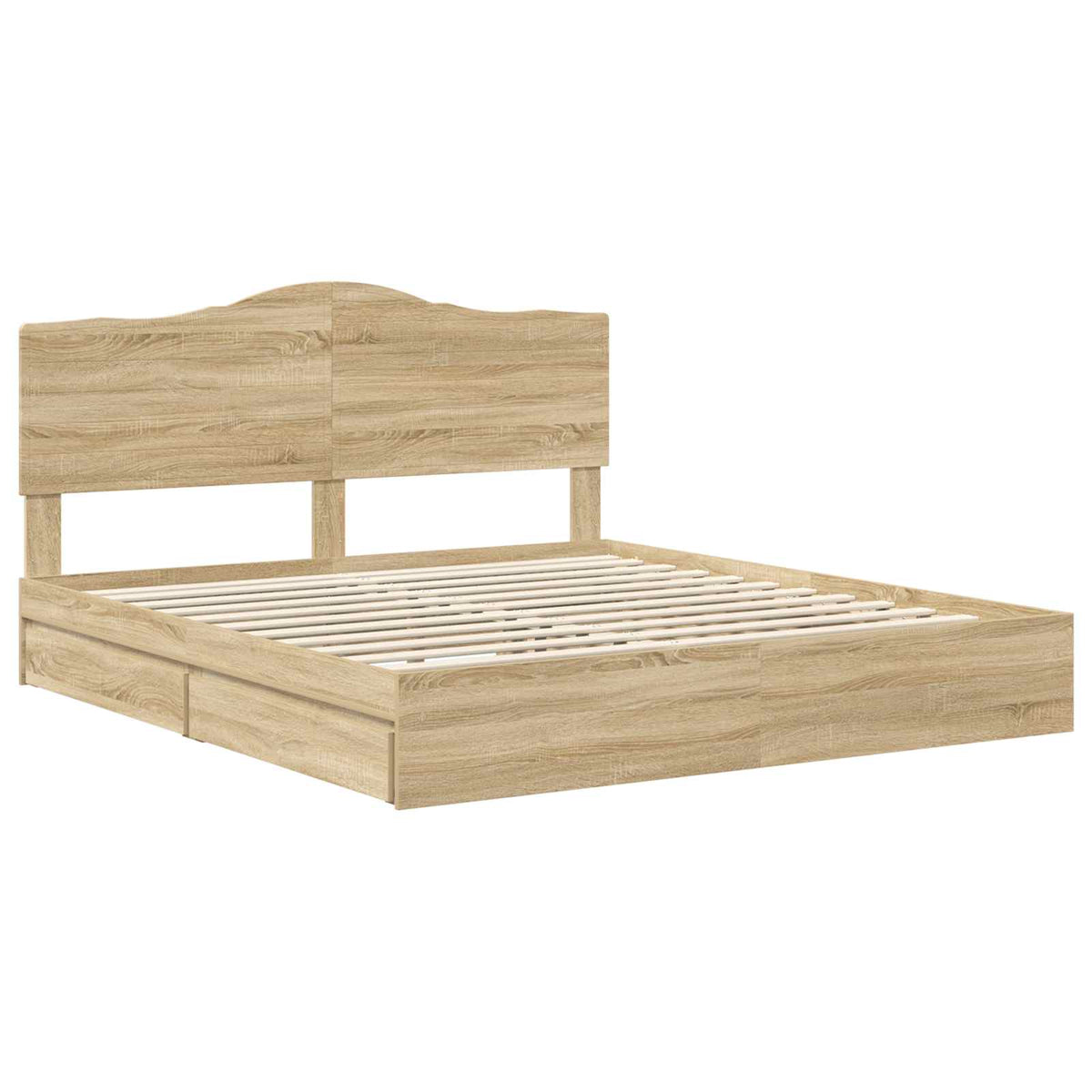 vidaXL Storage Bed with Drawer Sonoma Oak 180 x 200 cm Engineered Wood 4