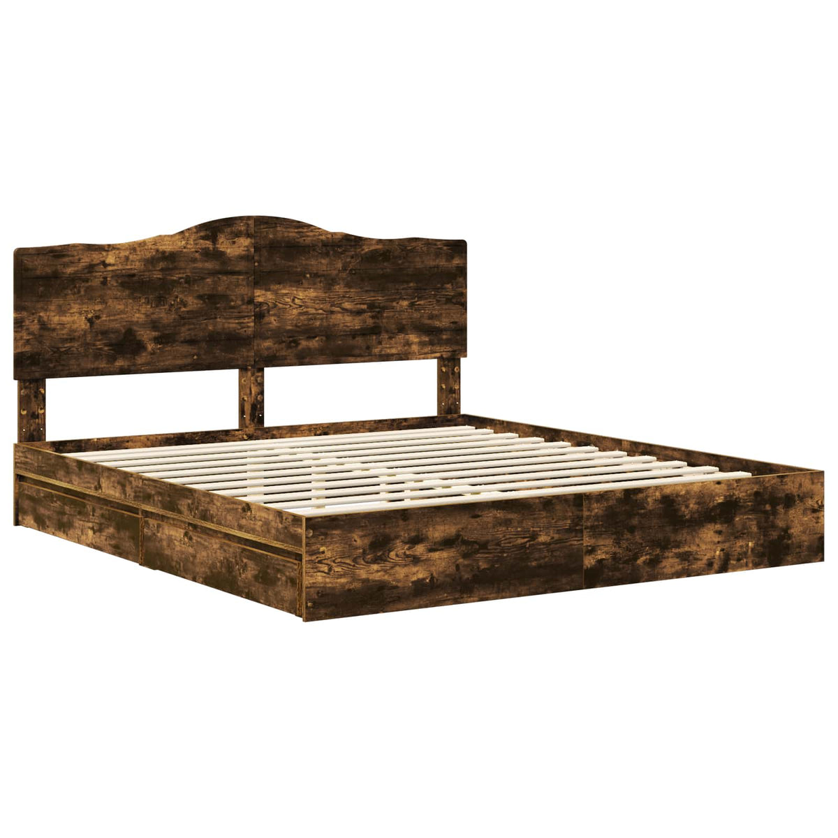 vidaXL Storage Bed with Drawer Smoked Oak 180 x 200 cm Engineered Wood 4