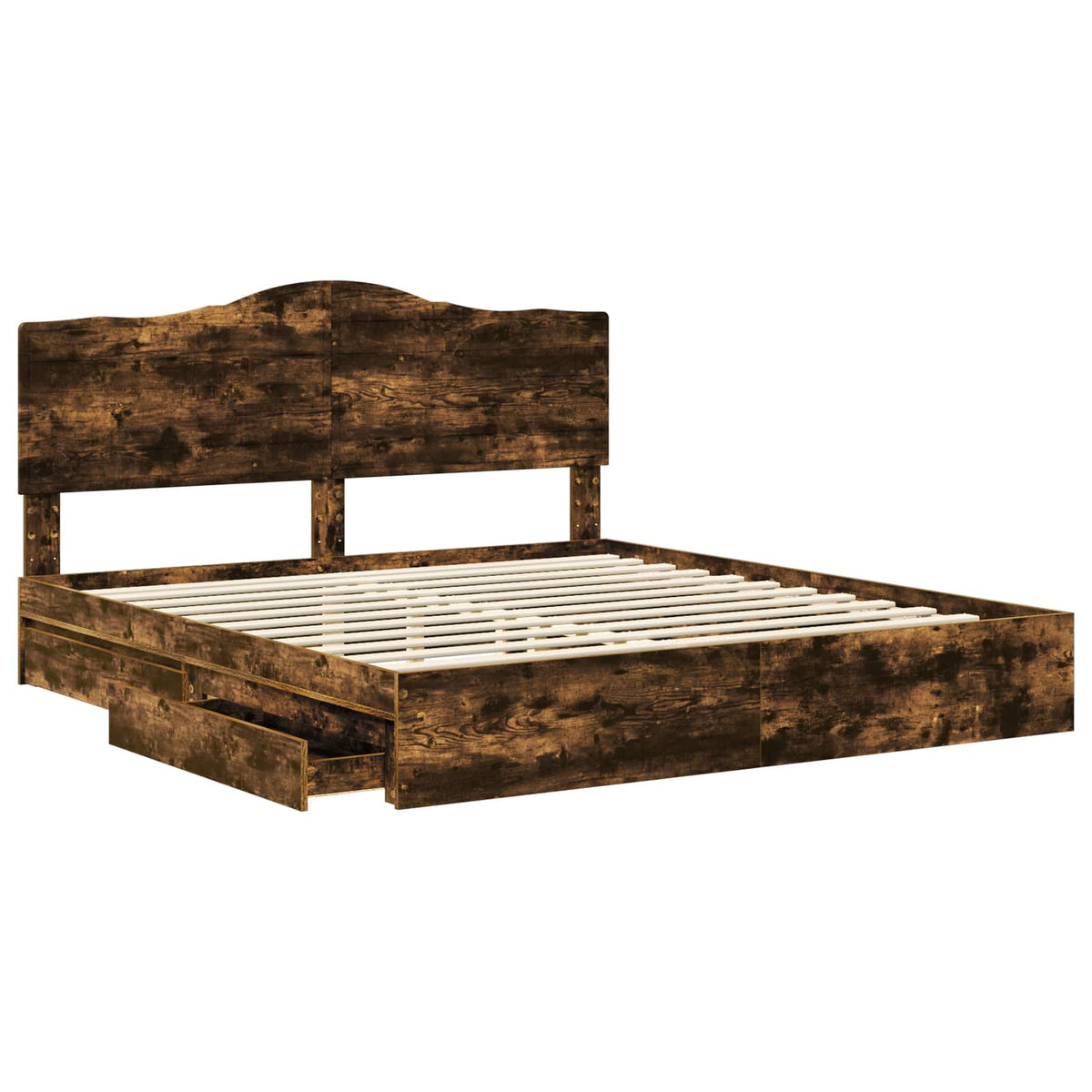 vidaXL Storage Bed with Drawer Smoked Oak 180 x 200 cm Engineered Wood 5