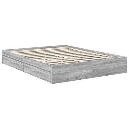 vidaXL Storage Bed Adjustable Grey Sonoma 150 x 200 cm Engineered Wood 6