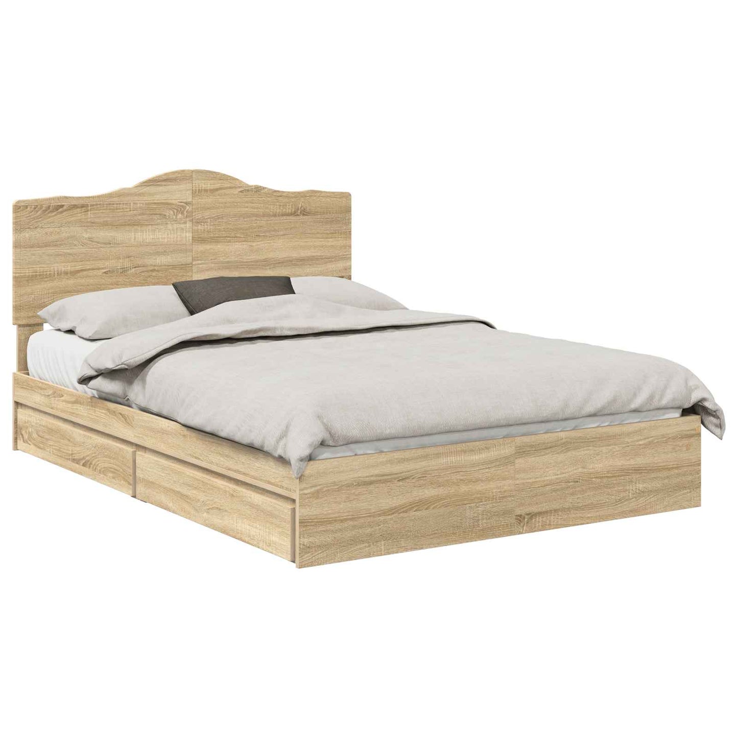 vidaXL Storage Bed with Drawer Sonoma Oak 140 x 190 cm Engineered Wood 2