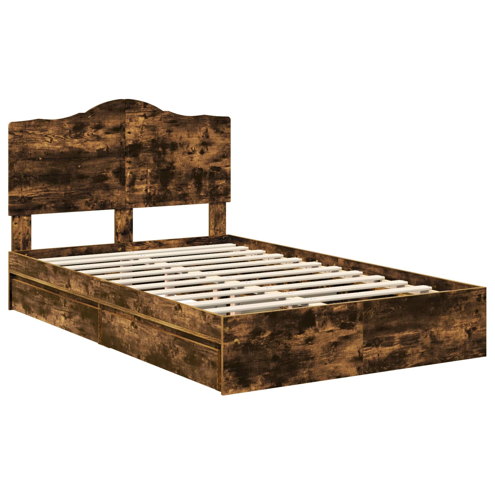 vidaXL Storage Bed with Drawer Smoked Oak 135 x 190 cm Engineered Wood 4