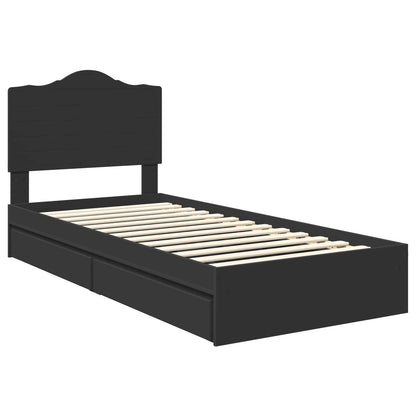 vidaXL Storage Bed with Drawer Black 90 x 190 cm Engineered Wood 4
